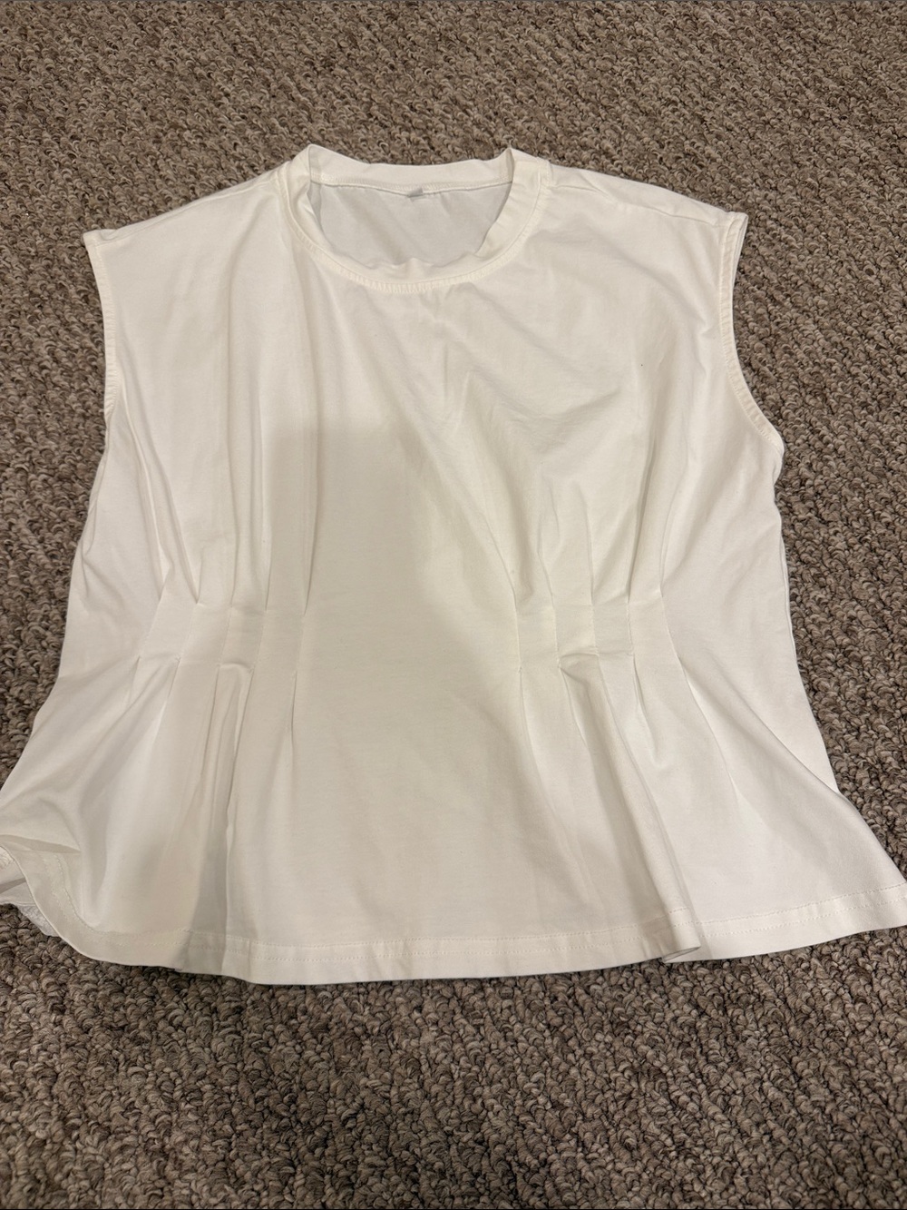 Amazon White Sleeveless Pleated Tank Top